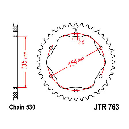 JT SPROCKETS Corona plato trasmision 40 763 R76340