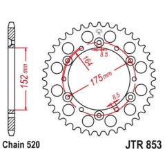 JT SPROCKETS Corona plato trasmision de acero 38 853 R85338