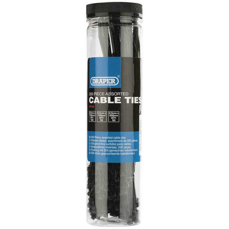 DRAPER Bridas de nylon varios tamaños 200 U 52000003