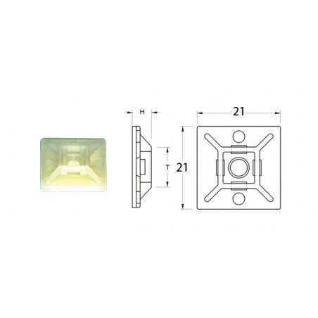 BIHR Adhesive base for nylon cable ties 21 X 21 MM 891385