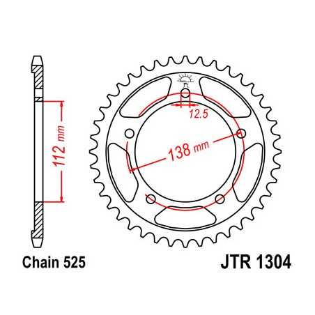 JT SPROCKETS Corona 1304 de zinc negro 43 dientes R130443ZBK