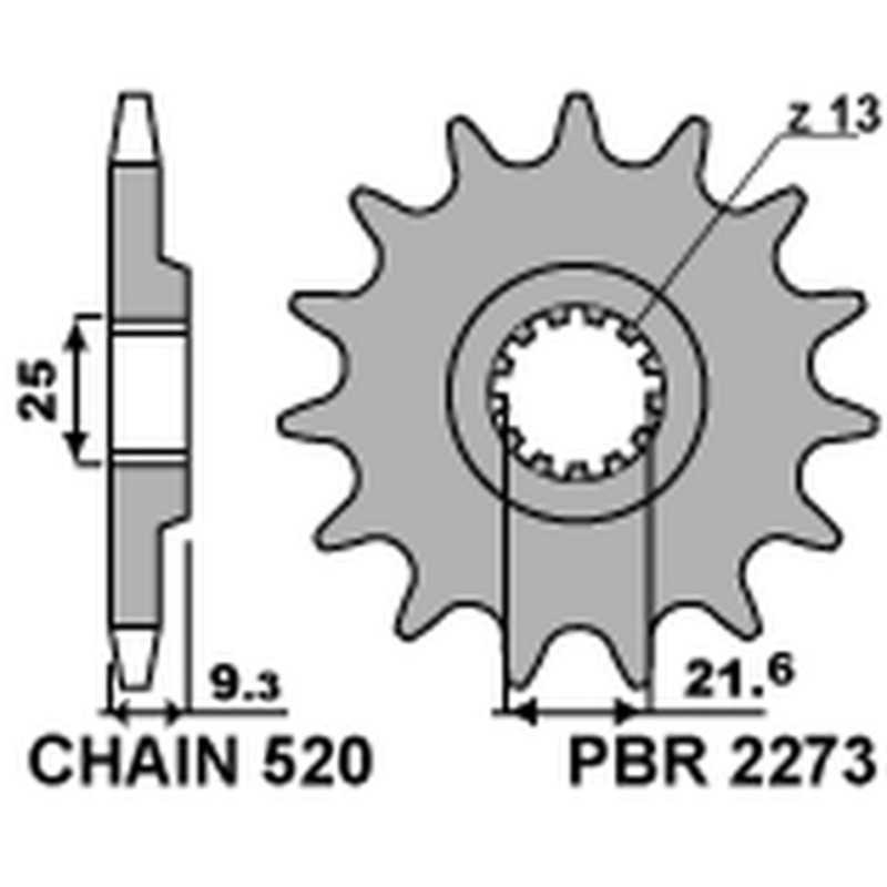 PBR Steel chain sprocket 520 STANDARD 2273 4080000213VAR