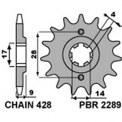 PBR Steel chain sprocket 428 STANDARD 2289 4080000613VAR