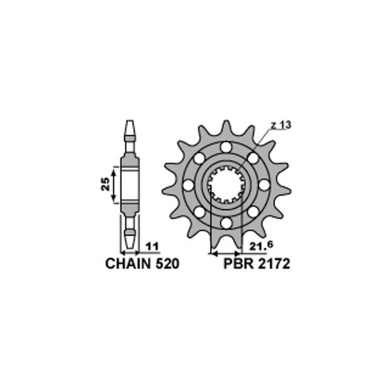 PBR Steel chain sprocket 520 STANDARD 2172 46000272VAR