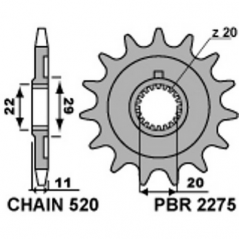 PBR Piñon para cadena de acero 520 STANDARD 2275 46000378VAR