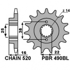 PBR Chain sprocket 520 STANDARD 490BL 46001419