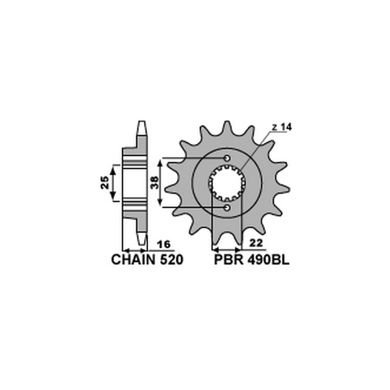 PBR Chain sprocket 520 STANDARD 490BL 46001419