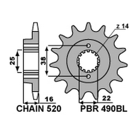 PBR Piñon para cadena 520 STANDARD 490BL 46001419