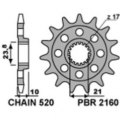 PBR Piñon para cadena de acero 520 STANDARD 2160 46226013