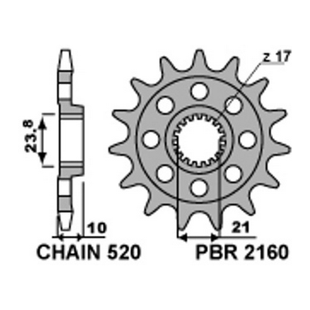 PBR Piñon para cadena de acero 520 STANDARD 2160 46226013
