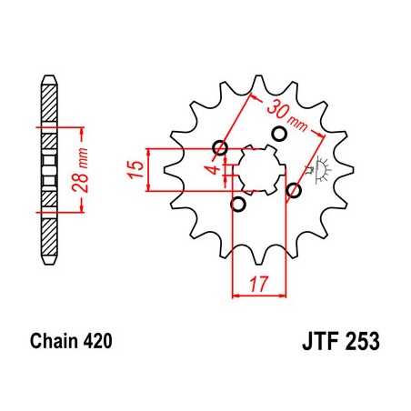 JT SPROCKETS Piñon 253 steel 17 dientes F25317