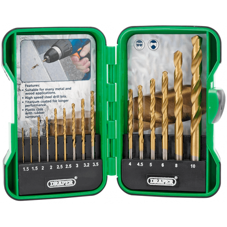 DRAPER Set of 25 titanium drill bits HSS 1MM - 10MM 8918549