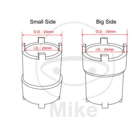 JMP Cylindrical crenellated socket 4 slots 20-26 MM 89310019