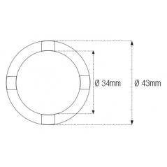 JMP Vaso almenado cilindrico para eje oscillante/chasis de 4 muescas INT34MM /EXT43MM 89401011