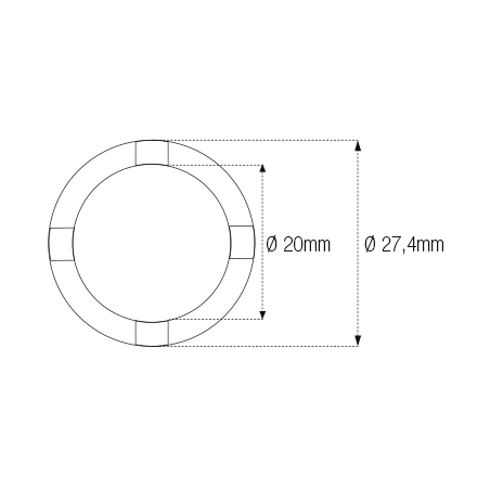 JMP Cylindrical castellated socket for oscillating axle / 4-notch chassis INT20MM /EXT27.4MM 89401012