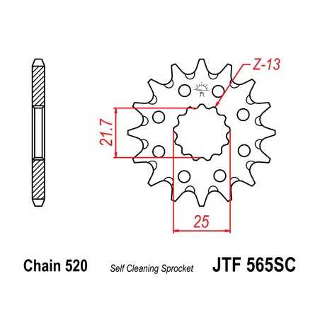 JT SPROCKETS Piñon de acero autolimpiable 565SC 12 T 460013