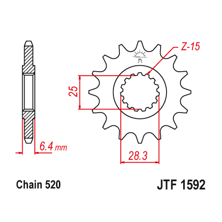 JT SPROCKETS Steel pinion 520 15 T 46159215