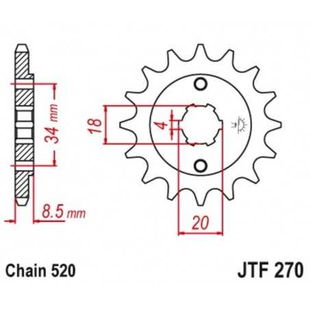 JT SPROCKETS Piñon de acero 270 12 T F27012