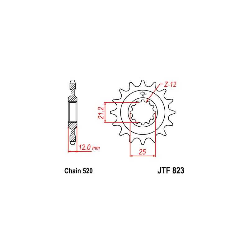 Gear  823 steel 16 dientes