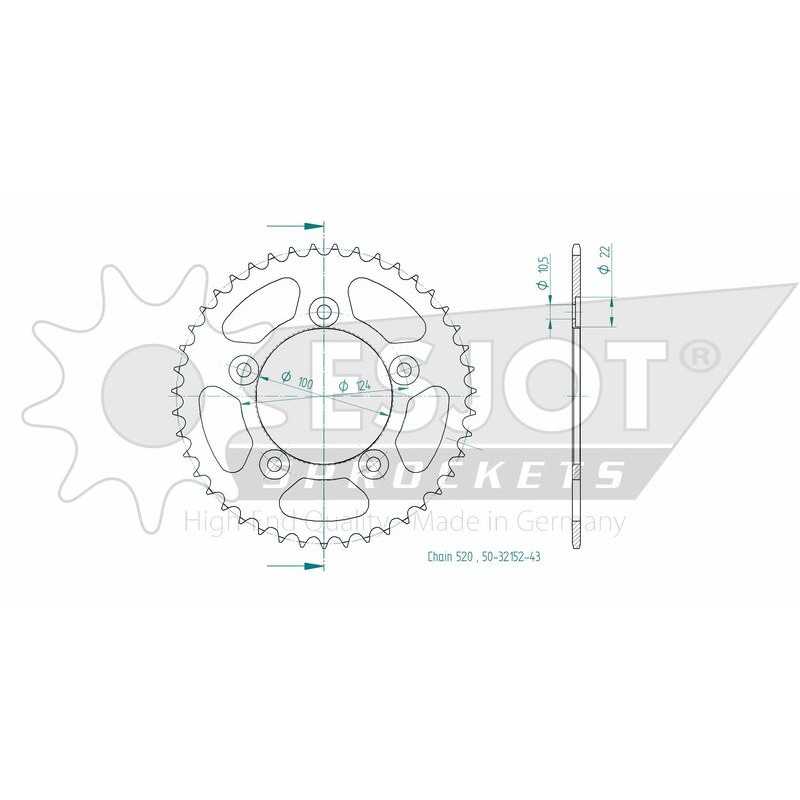 Ring, transmission, rear, steel  50-32152 43 dientes
