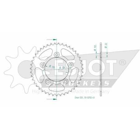 Ring, transmission, rear, steel 50-32152 43 dientes