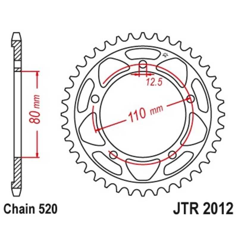 JT SPROCKETS Corona 2012 steel 42 dientes R201242