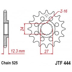 JT SPROCKETS Piñon 444 de acero con 16 dientes F44416