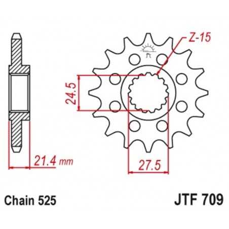 JT SPROCKETS Piñon 709 de acero con 16 dientes F70916
