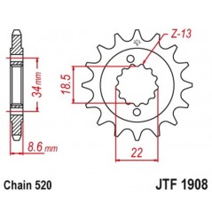 Gear  1908 de acero con 15 dientes