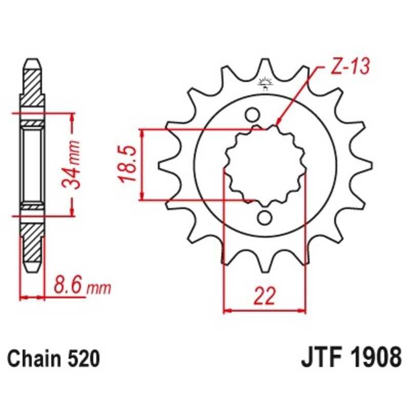 Gear  1908 de acero con 15 dientes
