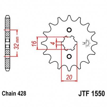 JT SPROCKETS Piñón acero 1550 15T F155015