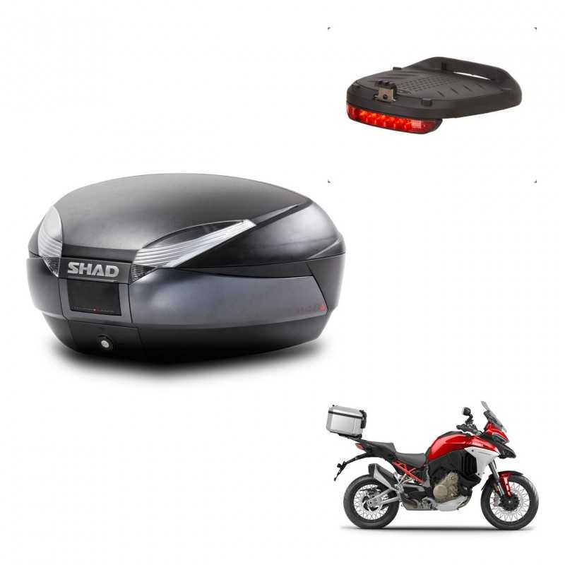 SHAD Baul trasero + luz de freno herraje montaje SH48 DARK GREY PREMIUM KIT-245376