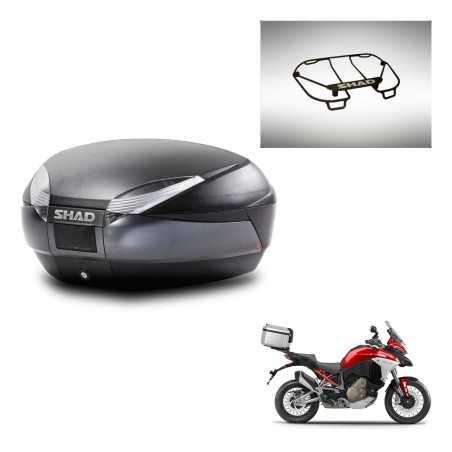 SHAD Baul trasero + parrilla portabultos superior herraje montaje SH48 DARK GREY PREMIUM KIT-245379