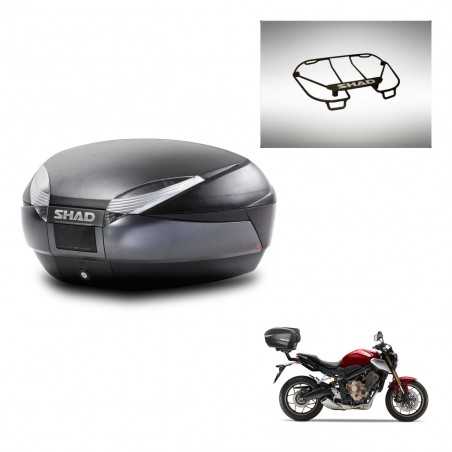 SHAD Baul trasero + parrilla portabultos superior herraje montaje SH48 DARK GREY PREMIUM KIT-245387