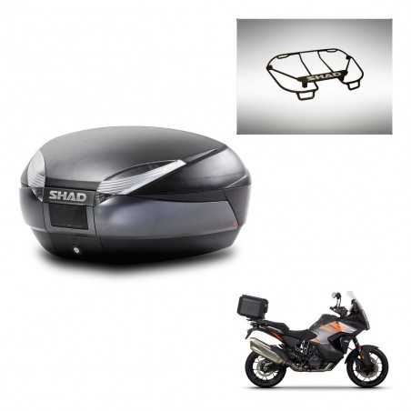 SHAD Baul trasero + parrilla portabultos superior herraje montaje SH48 DARK GREY PREMIUM KIT-245395