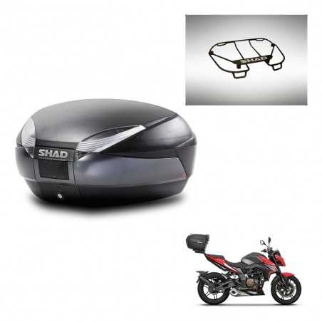 SHAD Baul trasero + parrilla portabultos superior herraje montaje SH48 DARK GREY PREMIUM KIT-245419
