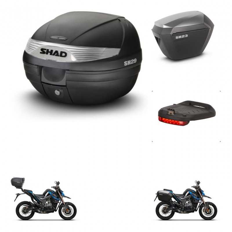 SHAD Maletas laterales + baul trasero luz de freno herraje 3p montaje SH29 SH 29 SH23 ALU KIT-245978
