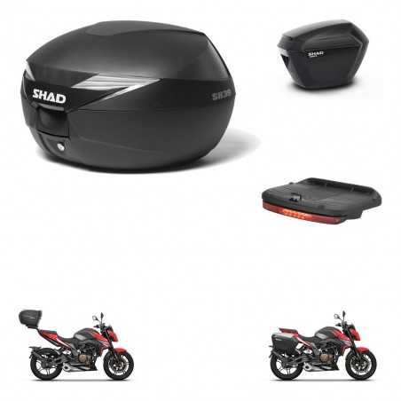 SHAD Maletas laterales + baul trasero luz de freno herraje 3p montaje SH39 SH 39 SH23 KIT-247268