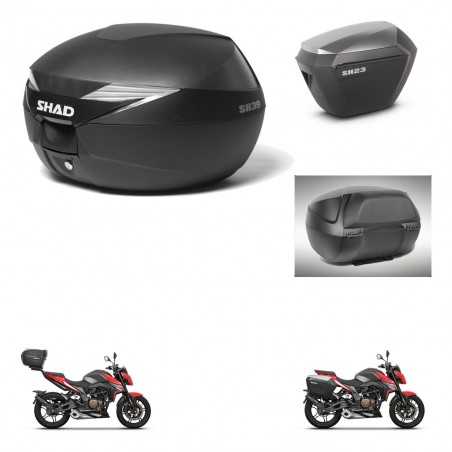 SHAD Side cases + rear trunk + passenger backrest + 3p hardware + mounting hardware SH39 SH 39 SH23 ALU KIT-247283