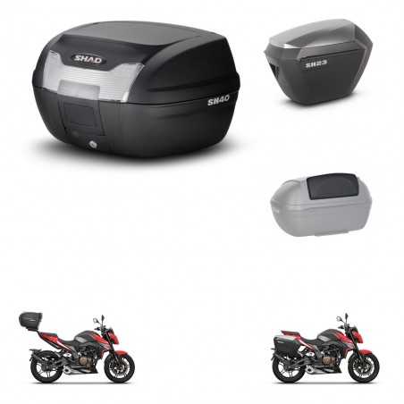 SHAD Side cases + rear trunk + passenger backrest + 3p hardware + mounting hardware SH40 SH 40 2011 SH23 ALU KIT-248435