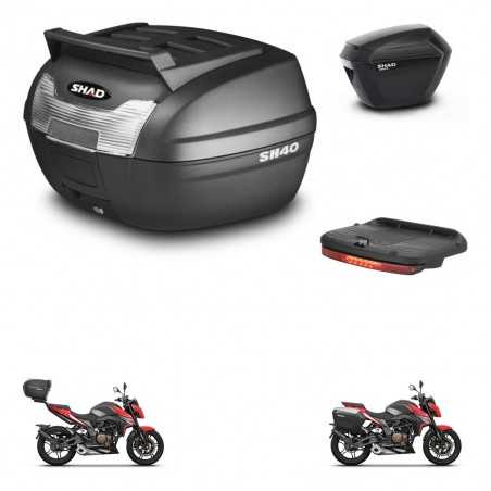 SHAD Maletas laterales + baul trasero luz de freno herraje 3p montaje SH23 KIT-249572