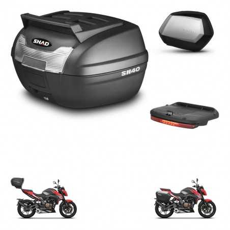 SHAD Maletas laterales + baul trasero luz de freno herraje 3p montaje SC SH35 PREMIUM KIT-249577