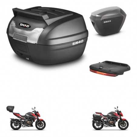 SHAD Maletas laterales + baul trasero luz de freno herraje 3p montaje SH23 ALU KIT-249578