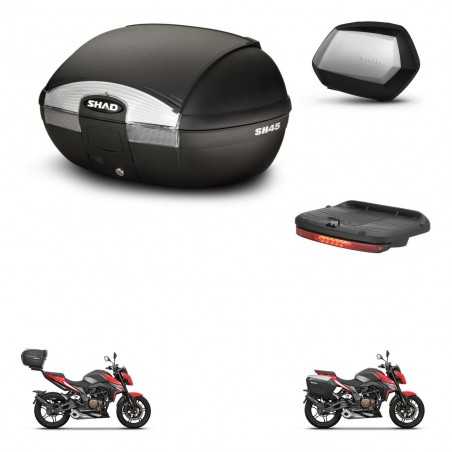 SHAD Maletas laterales + baul trasero luz de freno herraje 3p montaje SH45 SH 45 SC SH35 PREMIUM KIT-251773