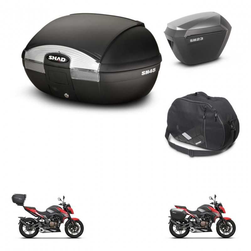 SHAD Maletas laterales + baul trasero bolsa interna herraje 3p montaje SH45 SH 45 SH23 ALU KIT-251783