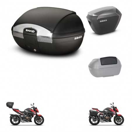SHAD Side cases + rear trunk + passenger backrest + 3p hardware + mounting hardware SH45 SH 45 SH23 ALU KIT-251801