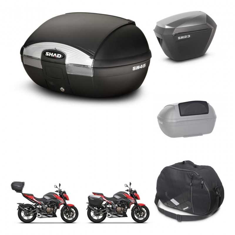 SHAD Side cases + rear trunk + accessories + 3p hardware + mounting hardware SH45 SH 45 SH23 ALU KIT-251819