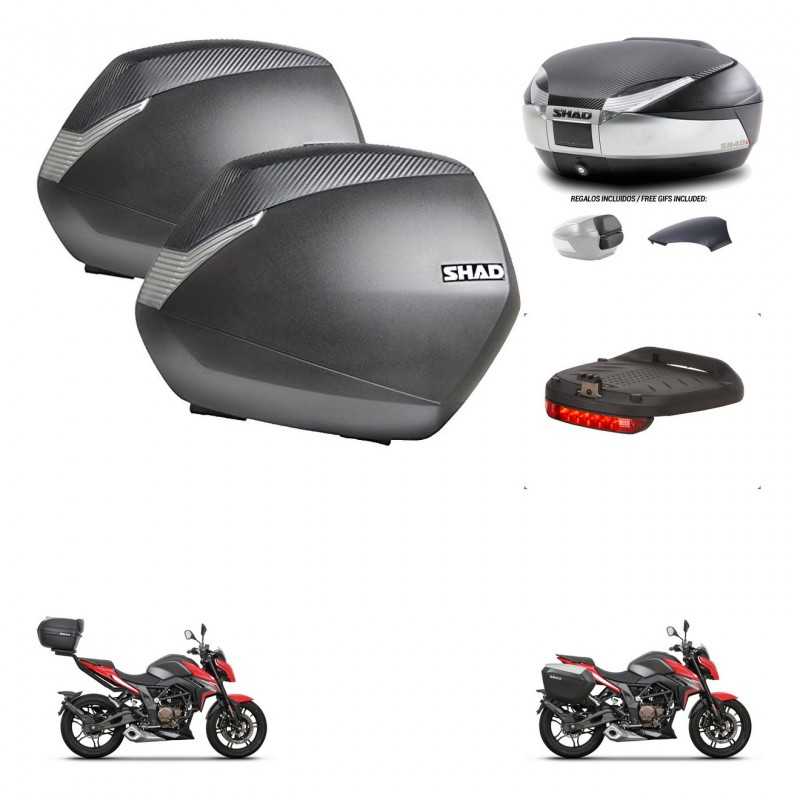 SHAD Baul trasero + maletas laterales luz de freno herraje 3p montaje SH36 SH 36 SH48 KIT-256375