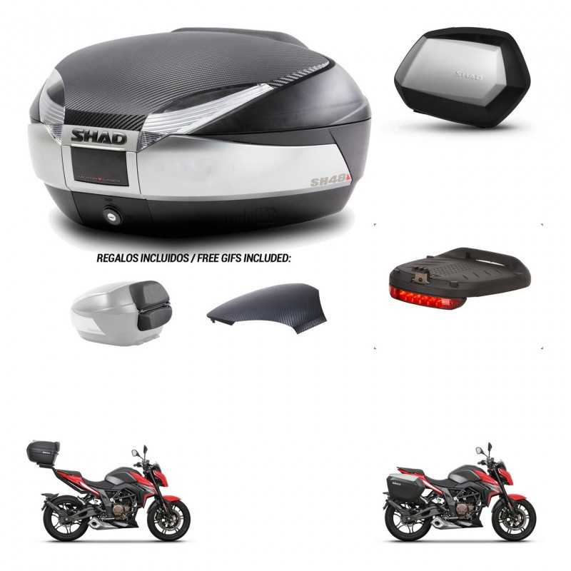SHAD Side cases + rear trunk + brake light + 3p hardware + mounting hardware SH48 SC SH35 PREMIUM KIT-256381