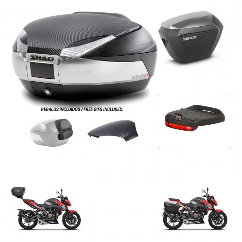 SHAD Side cases + rear trunk + brake light + 3p hardware + mounting hardware SH48 SH23 ALU KIT-256382